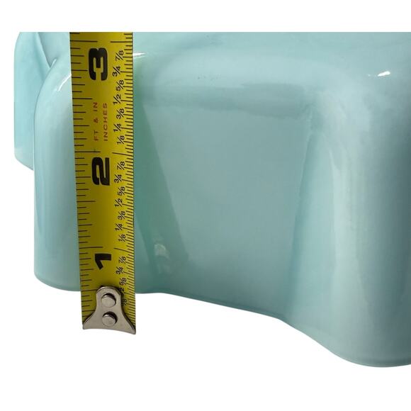 Retro Milk Glass Ceiling Pendant Light Draped Flower Gold Cord Blue Shade - Picture 9 of 11